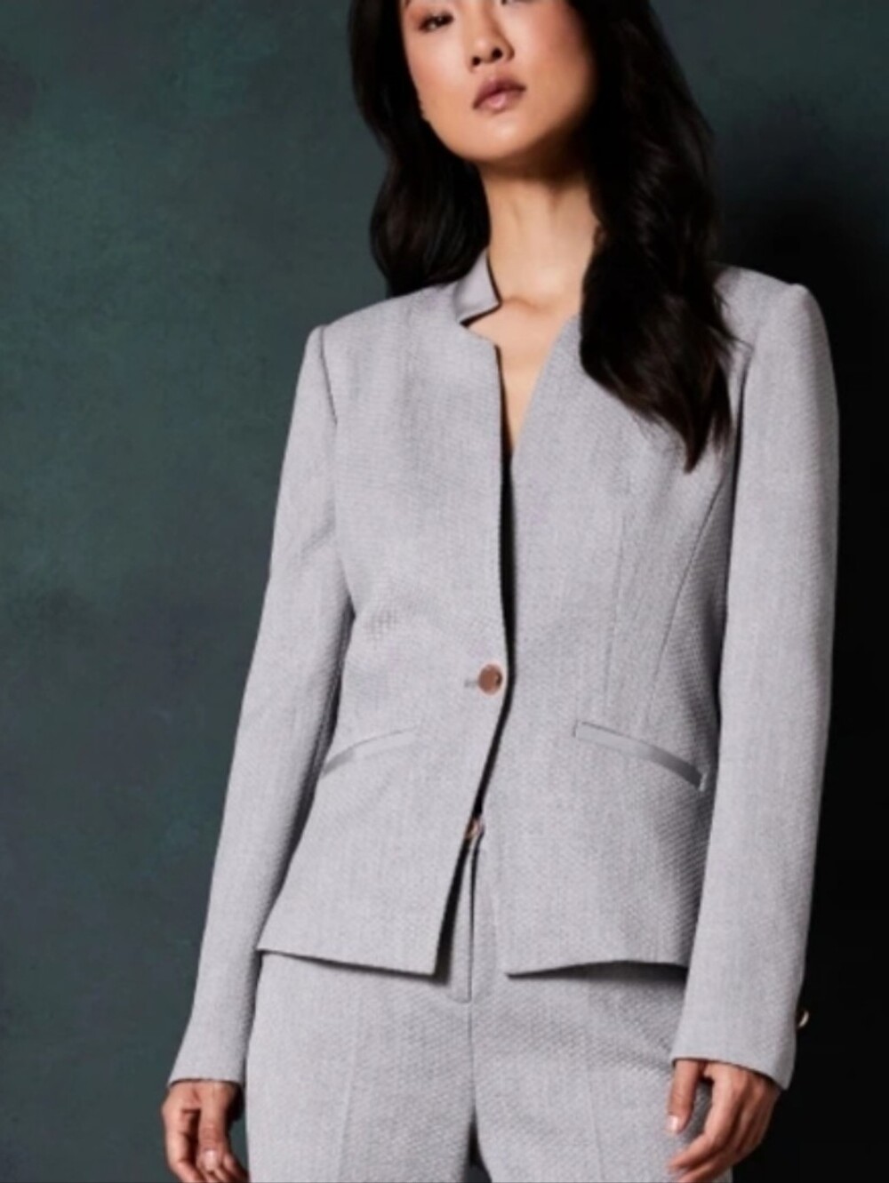 Ted Baker Light Gray Notchless Single-Button Blazer
